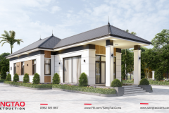 Đốn tim với kiến trúc nhà cấp 4 mái Thái, kết hợp sân vườn hiện đại - 1